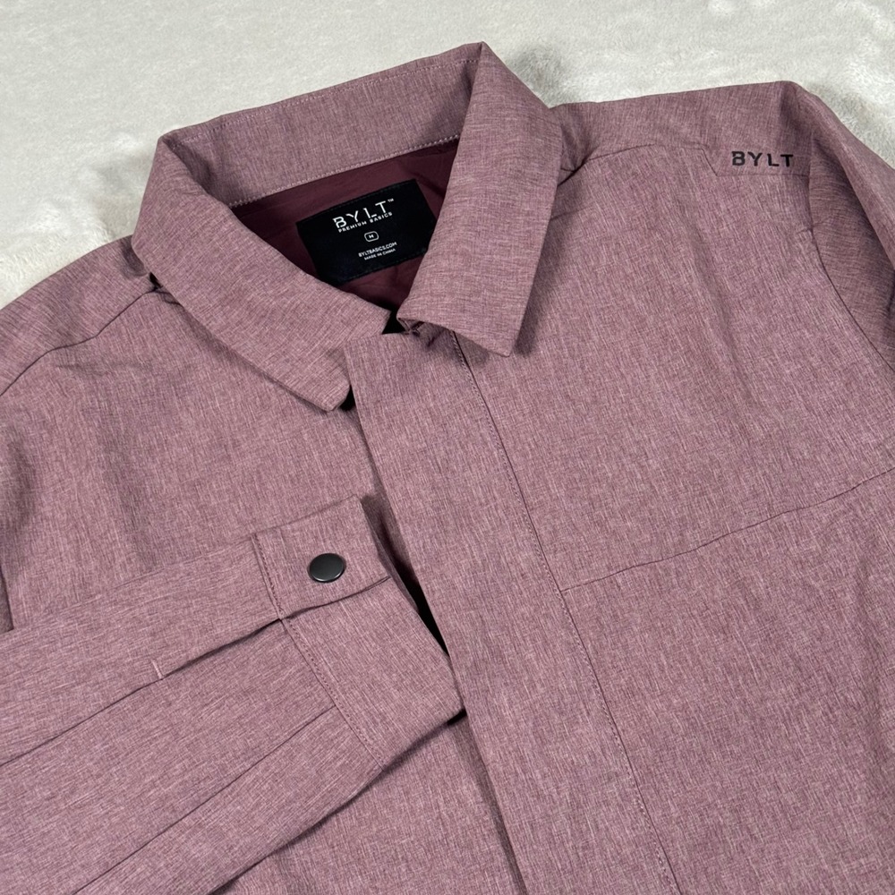 BYLT Premium Basics Jacket Mens Size M Mauve Heather Full Snap Lightweight